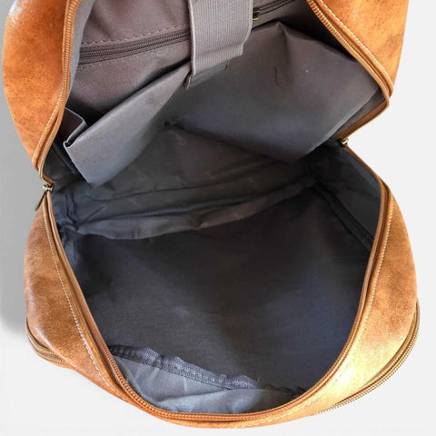 Cotton Road Backpack: CAMEL PU Leather Backpack