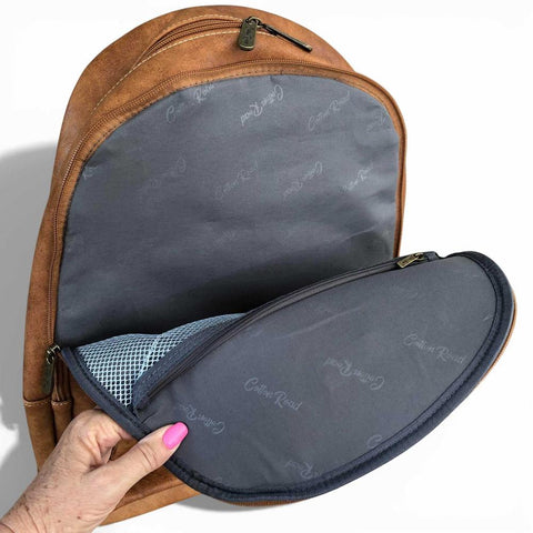 Cotton Road Backpack: CAMEL PU Leather Backpack