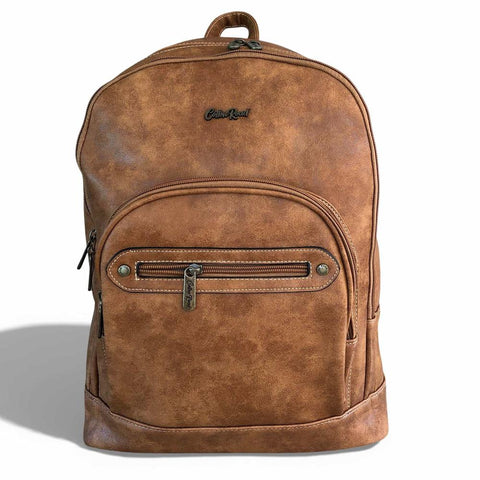 Cotton Road Backpack: CAMEL PU Leather Backpack