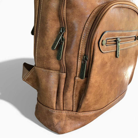 Cotton Road Backpack: CAMEL PU Leather Backpack