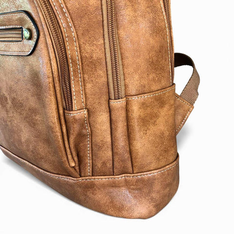 Cotton Road Backpack: CAMEL PU Leather Backpack