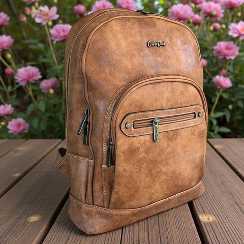 Cotton Road Backpack: CAMEL PU Leather Backpack