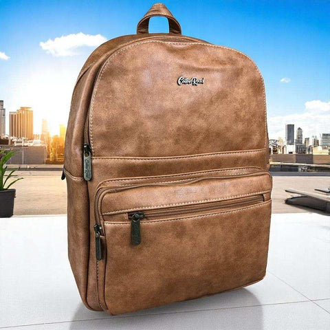 Cotton Road Backpack: CAMEL PU Leather for Daily Use