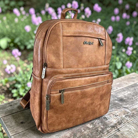 Cotton Road Backpack: CAMEL PU Leather