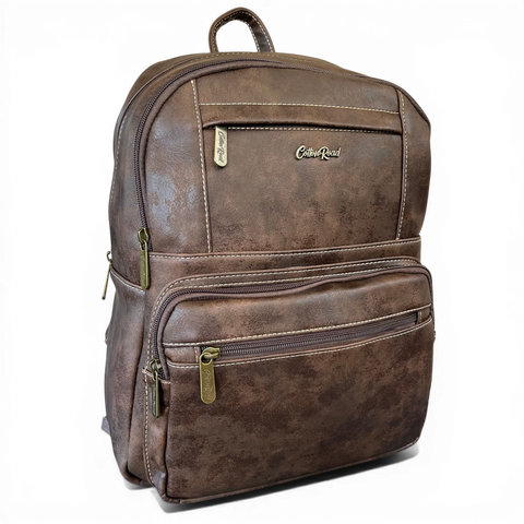 Cotton Road Backpack: COFFEE BROWN PU Leather for Work & Travel