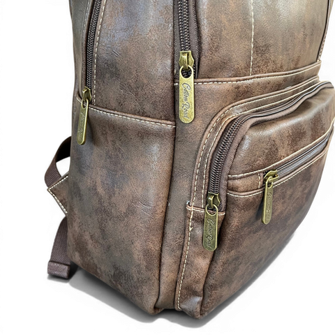 Cotton Road Backpack: COFFEE BROWN PU Leather for Work & Travel