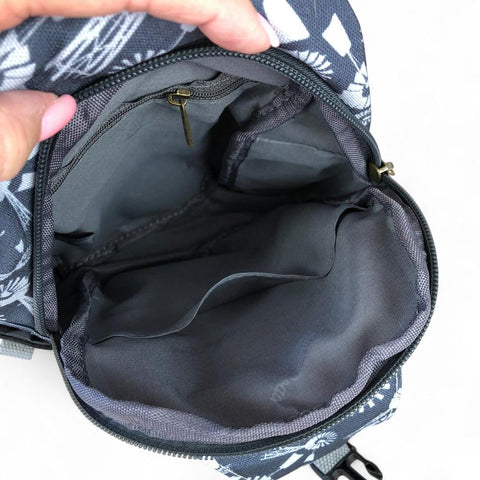 Cotton Road Backpack: GREY CANVAS Cross Body Bag / Mini Backpack with WINDMILLS