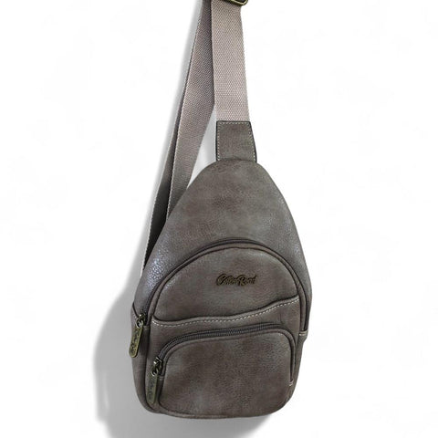 Cotton Road Backpack: KHAKI PU Leather Cross Body Bag / Mini Backpack