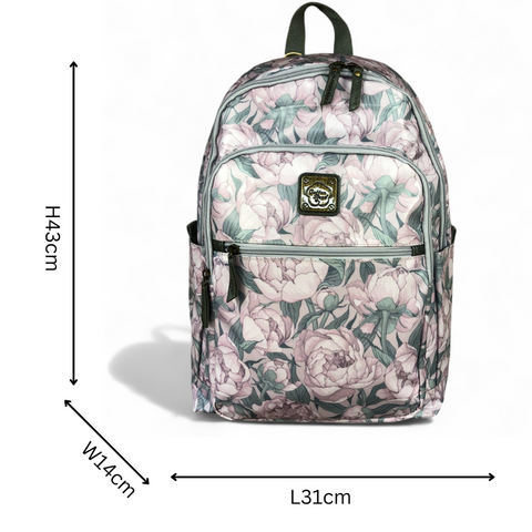 Cotton Road Backpack: LILAC PVC 15,6" Laptop Backpack with FLOWERS