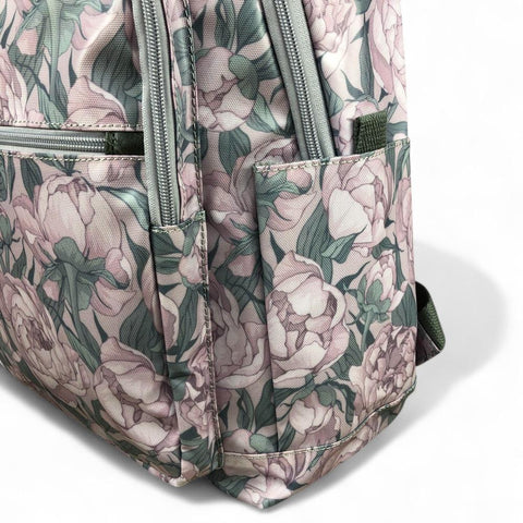 Cotton Road Backpack: LILAC PVC 15,6" Laptop Backpack with FLOWERS