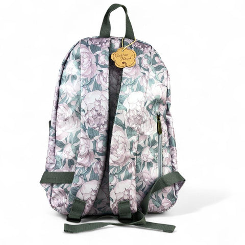 Cotton Road Backpack: LILAC PVC 15,6" Laptop Backpack with FLOWERS