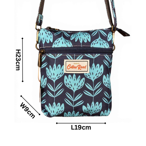 Cotton Road Backpack: Mini BLUE Canvas with PROTEAS and Matching Bag Set