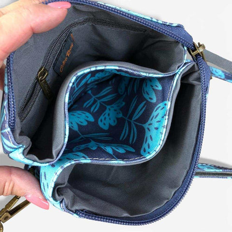 Cotton Road Backpack: Mini BLUE Canvas with PROTEAS and Matching Bag Set