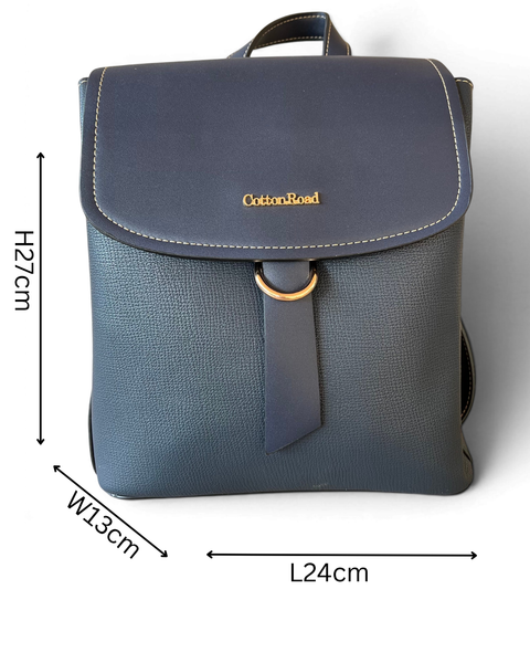 Cotton Road Backpack : NAVY BLUE PU Leather Handbag/Backpack for the Stylish Women
