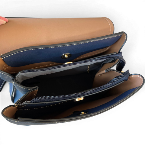 Cotton Road Backpack : NAVY BLUE PU Leather Handbag/Backpack for the Stylish Women