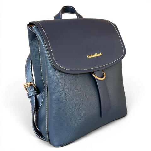 Cotton Road Backpack : NAVY BLUE PU Leather Handbag/Backpack for the Stylish Women