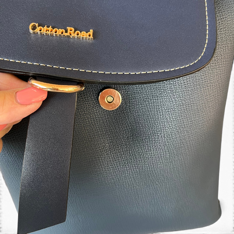 Cotton Road Backpack : NAVY BLUE PU Leather Handbag/Backpack for the Stylish Women
