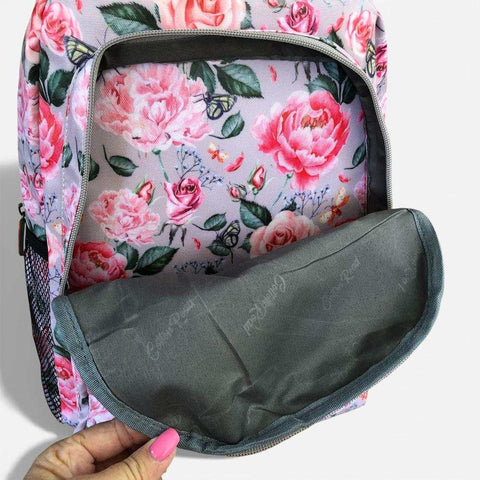 Cotton Road Backpack: PINK FLORAL PVC Backpack