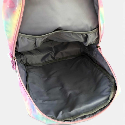 Cotton Road Backpack: PINK MULTIcolor Canvas Backpack with HEARTS
