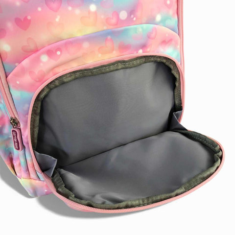 Cotton Road Backpack: PINK MULTIcolor Canvas Backpack with HEARTS