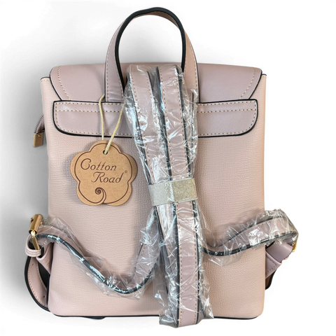 Cotton Road Backpack : PINK PU Leather Handbag/Backpack - Stylish & Practical