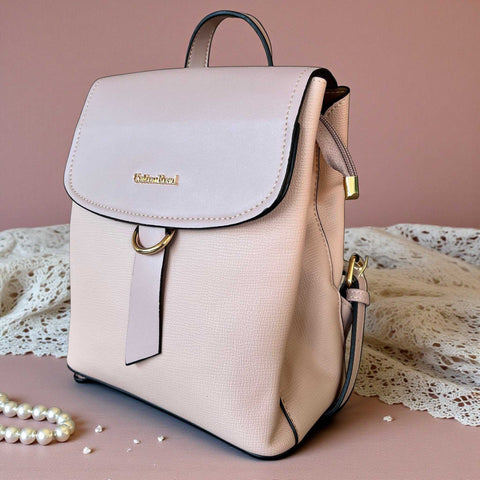 Cotton Road Backpack : PINK PU Leather Handbag/Backpack - Stylish & Practical