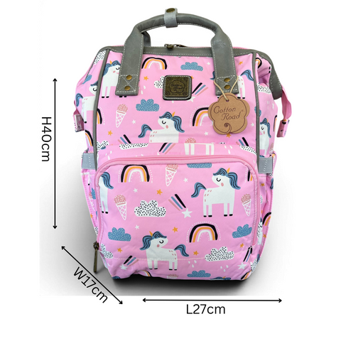 Cotton Road Backpack: Pink Unicorn Baby Nappy Bag