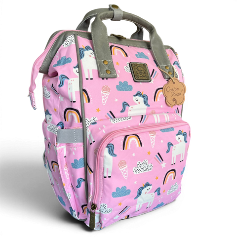 Cotton Road Backpack: Pink Unicorn Baby Nappy Bag