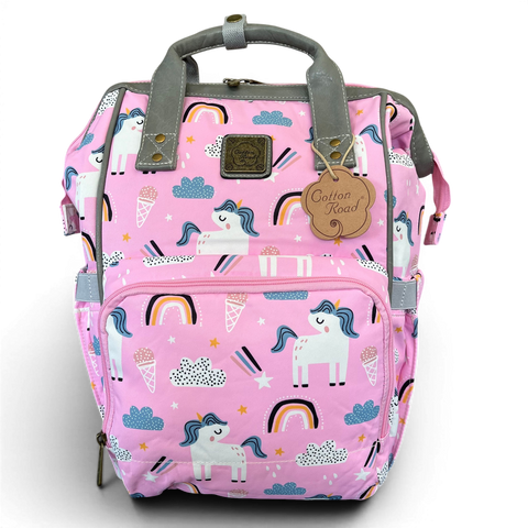 Cotton Road Backpack: Pink Unicorn Baby Nappy Bag