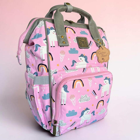 Cotton Road Backpack: Pink Unicorn Baby Nappy Bag