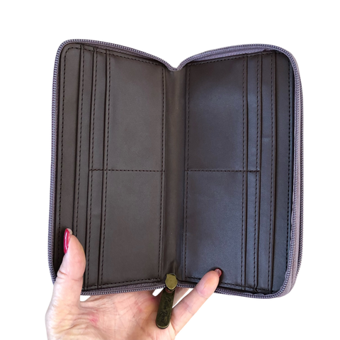 Cotton Road Backpack: Purple Floral PVC with Matching Wallet Set