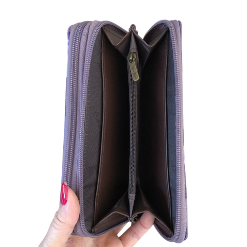 Cotton Road Backpack: Purple Floral PVC with Matching Wallet Set