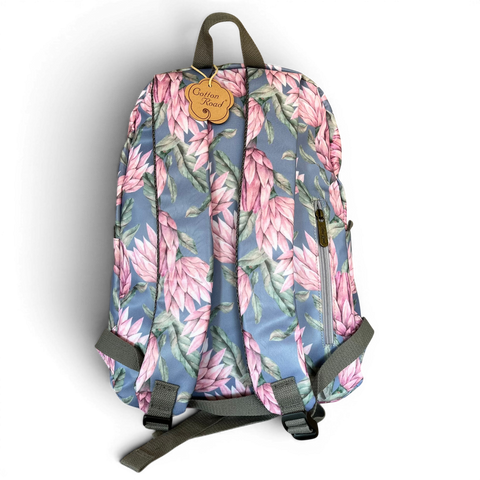 Cotton Road Backpack: Stylish Blue PVC 15.6" Laptop Bag with Proteas