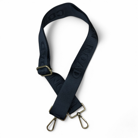 Cotton Road Bag Strap: BLACK BRANDED Canvas Adjustable Strap
