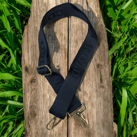 Cotton Road Bag Strap: BLACK BRANDED Canvas Adjustable Strap