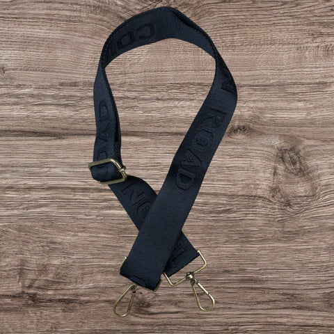 Cotton Road Bag Strap: BLACK BRANDED Canvas Adjustable Strap