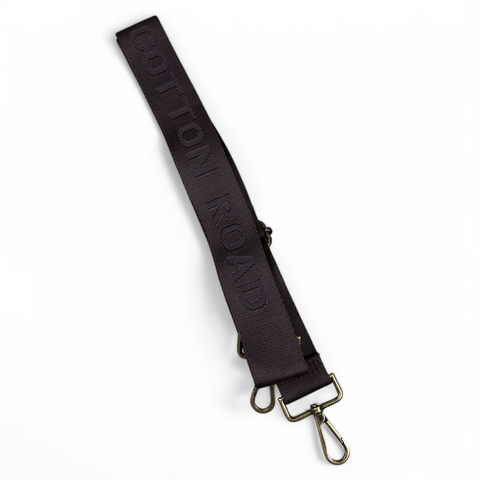 Cotton Road Bag Strap: COFFEE BROWN BRANDED Canvas Adjustable Strap