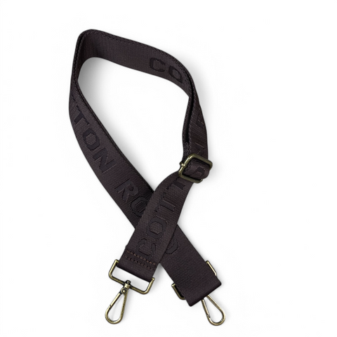 Cotton Road Bag Strap: COFFEE BROWN BRANDED Canvas Adjustable Strap