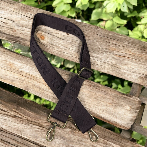 Cotton Road Bag Strap: COFFEE BROWN BRANDED Canvas Adjustable Strap