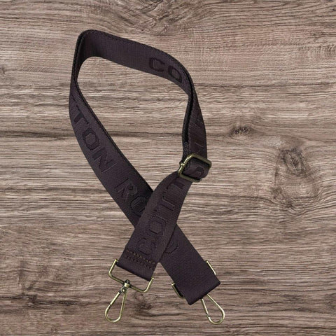 Cotton Road Bag Strap: COFFEE BROWN BRANDED Canvas Adjustable Strap