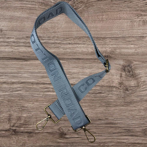 Cotton Road Bag Strap: GREY BRANDED Canvas Adjustable Strap