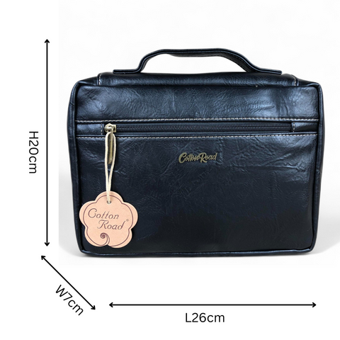 Cotton Road Bible Bag: BLACK PU Leather BIBLE Cover Bag