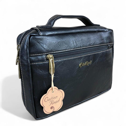 Cotton Road Bible Bag: BLACK PU Leather BIBLE Cover Bag