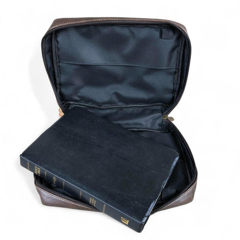 Cotton Road Bible Bag: BROWN PU Leather Cotton Road BIBLE Cover Bag