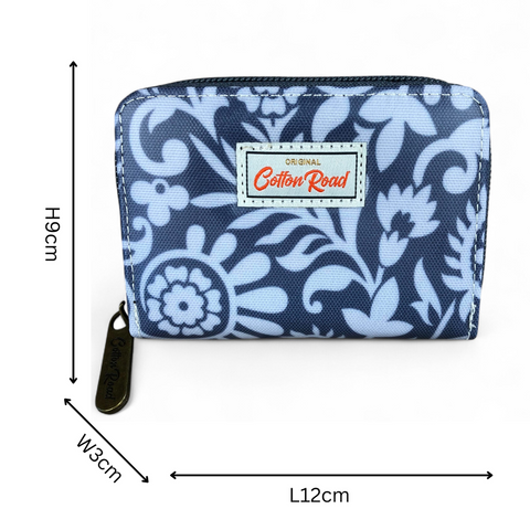 Cotton Road Card Holder: BLUE PVC Card Holder with PAISLEY Print