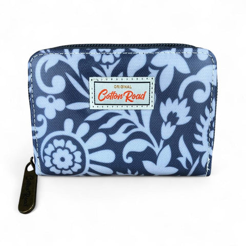 Cotton Road Card Holder: GREY PVC Card Holder with PAISLEY Print
