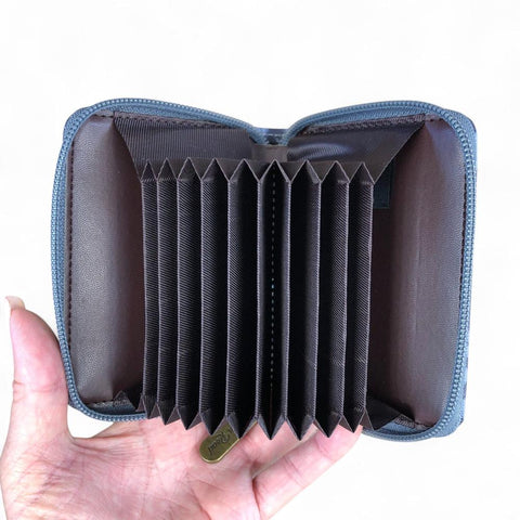 Cotton Road Card Holder: GREY PVC Card Holder with PROTEA