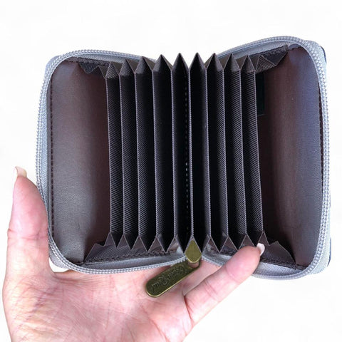 Cotton Road Card Holder: GREY PVC Card Holder with WINDMILLS