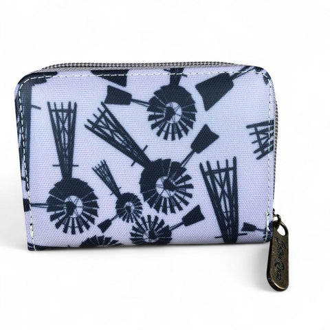 Cotton Road Card Holder: GREY PVC Card Holder with WINDMILLS