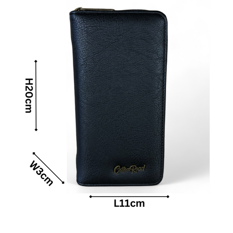Cotton Road Card Holder: Large BLACK PU Leather